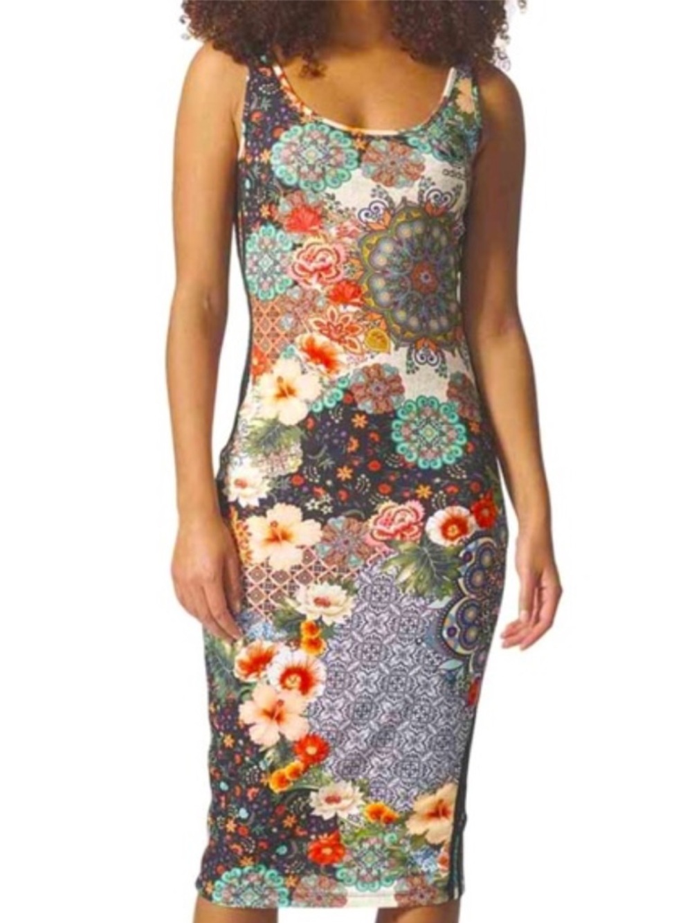 Adidas x Farm Rio Collab Jardim tank top midi dress floral size large